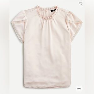 NWT J Crew Tulip Sleeve Ruffle Neck Top Dune Medium